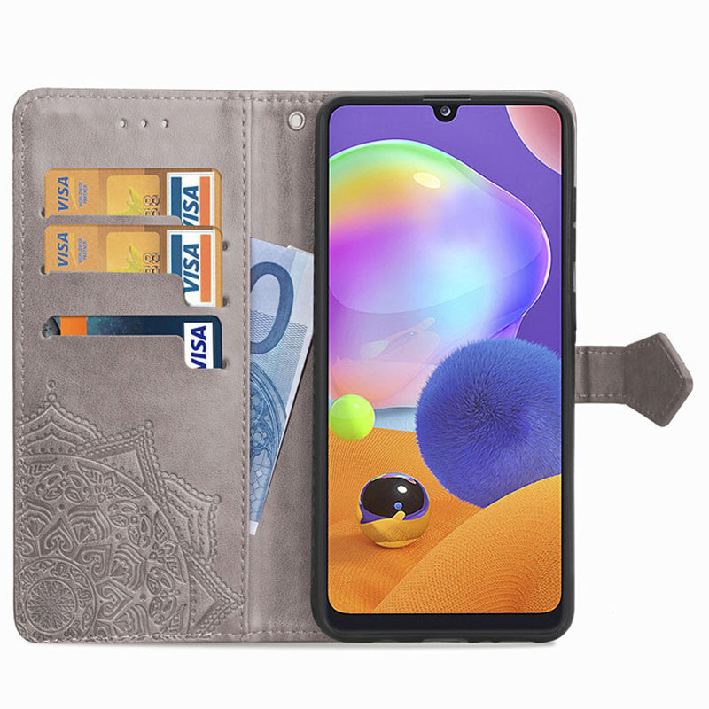 Чохол книжка шкіряний Art з візитницею для Samsung Galaxy A02 (Сірий) - Зображення 2