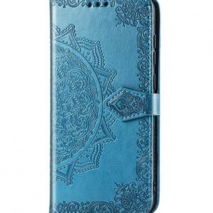 Чохол книжка шкіряний Art з візитницею для Samsung Galaxy A02 (Синій)