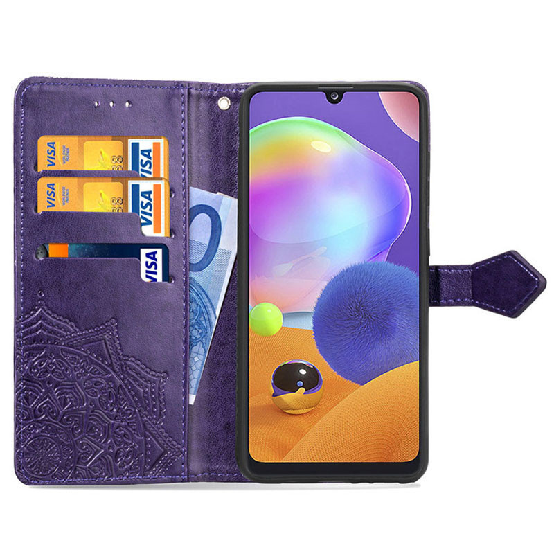 Чохол книжка шкіряний Art з візитницею для Samsung Galaxy A32 4G (Фіолетовий) - Зображення 3