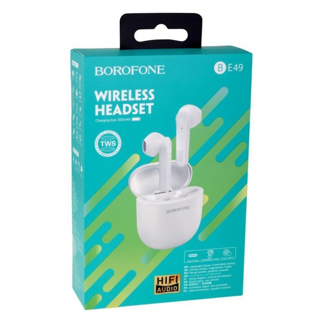 Навушники Bluetooth Borofone BE49 Serenity TWS Білий - Зображення 4