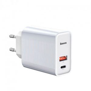 Мережевий зарядний пристрій Baseus Speed PPS Quick Charger 3.0 (C+U) (3A) 1USB Білий