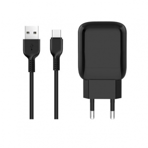 Мережевий зарядний пристрiй Jellico C22 1USB 2.1A + Type-C кабель Чорний