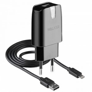 Мережевий зарядний пристрій WALKER WH-21 2в1 iPhone 7 2А Чорний