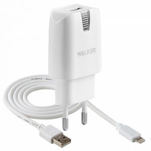 Мережевий зарядний пристрій WALKER WH-21 2в1 iPhone 7 2А Білий