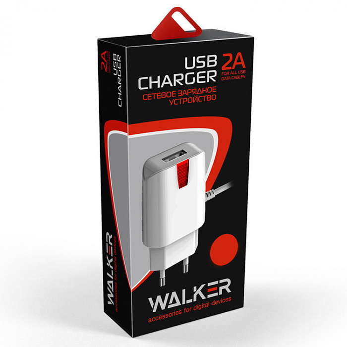 Мережевий зарядний пристрій WALKER WH-21 2в1 micro 2А Білий - Зображення 3