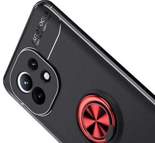 Чохол Deen ColorRing під магнітний тримач (opp) для Xiaomi Mi 11 (Чорний / Червоний) - Зображення 3