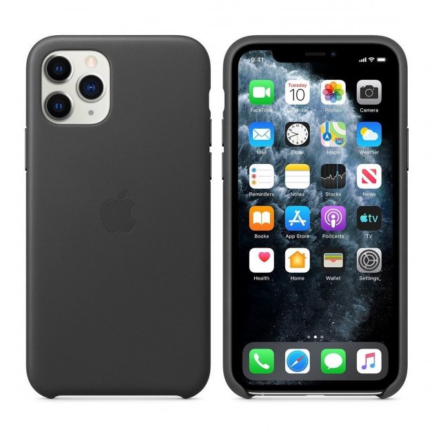 Чохол шкіряний Leather (AAA) для Apple iPhone 11 (6.1") (Чорний )
