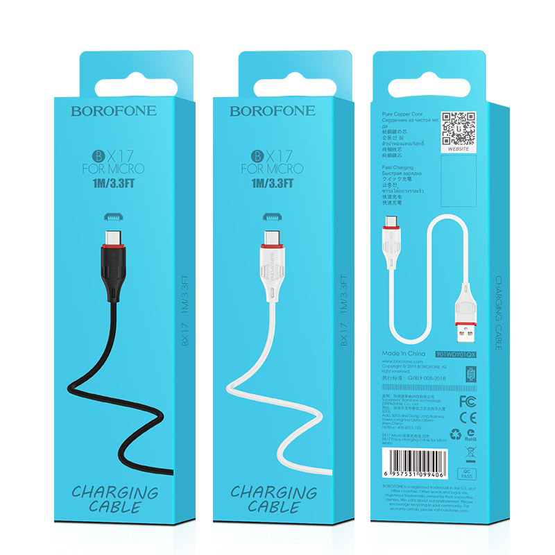 Кабель USB Borofone BX17 Micro 1m Білий - Зображення 3
