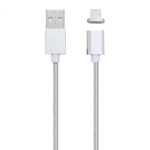 Кабель USB магнітний Clip-On Lightning 1m Сріблястий