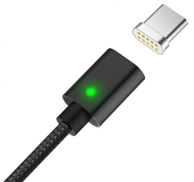 Кабель USB магнітний Clip-On Type-C 1m Чорний - Зображення 4
