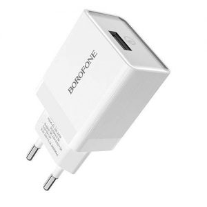 Мережевий зарядний пристрій Borofone BA17A 1 USB 18W / 3A QC3.0 Білий