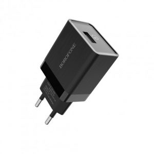 Мережевий зарядний пристрій Borofone BA17A 1 USB 18W / 3A QC3.0 Чорний