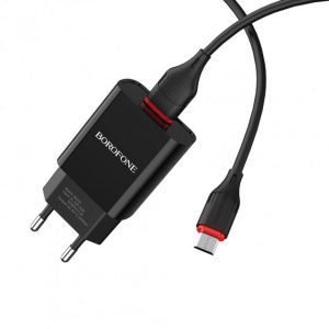 Мережевий зарядний пристрій Borofone BA20A 1 USB 2.1A Micro Чорний