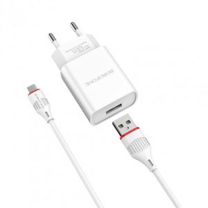 Мережевий зарядний пристрій Borofone BA20A 1 USB 2.1A Micro Білий