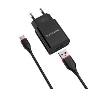 Мережевий зарядний пристрій Borofone BA20A 1 USB 2.1A Type-C Чорний