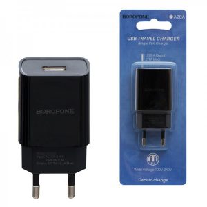 Мережевий зарядний пристрій Borofone BA20A 1 USB 2.1A Чорний