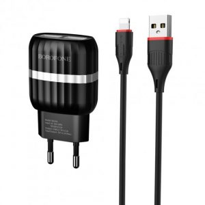 Мережевий зарядний пристрій Borofone BA24A 2 USB 2.4A Lightning Чорний