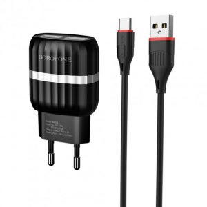 Мережевий зарядний пристрій Borofone BA24A 2 USB 2.4A Type-C Чорний