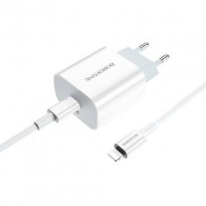 Мережевий зарядний пристрій Borofone BA38A QC+PD 18W Type-C to Lightning Білий