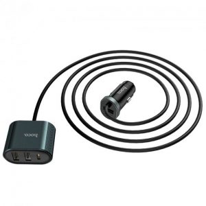 Автомобільний зарядний пристрій Hoco Z35 (розгалужувач прикурювача) 3USB PD3.0 Чорний