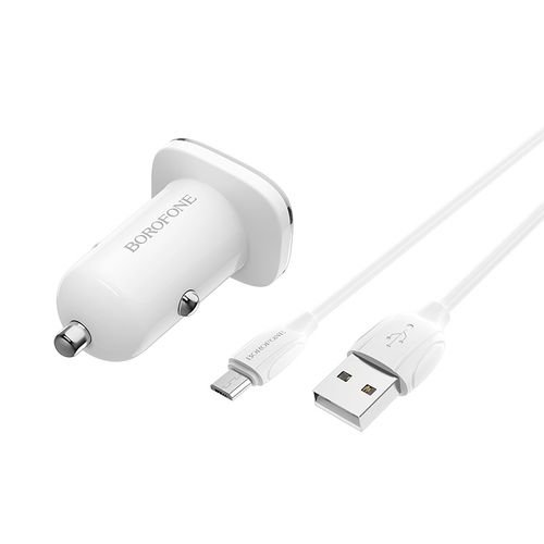 Автомобільний зарядний пристрій Borofone BZ12 2 USB 2.4A Micro Білий