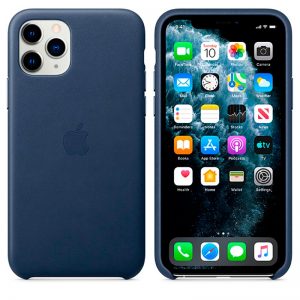 Чохол шкіряний Leather (AAA) для Apple iPhone 11 Pro Max (6.5 ") (Midnight Blue)