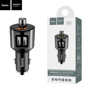 FM Модулятор Hoco E19 Smart Vehicle Mounted (2 USB;2.4A)  Металевий Сірий