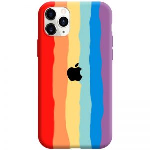 Чохол Silicone Full Rainbow для iPhone 12 Pro Max (Рожевий/Бузковий)