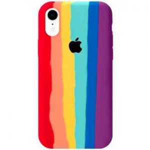Чохол Silicone Full Rainbow для iPhone XR (Синій/Білий)