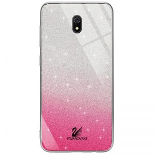 Чохол скляний Swarovski для Xiaomi Redmi 8a (Рожевий)