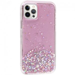 Чохол Star Glitter для Apple iPhone 12 Pro Max (6.7 ") (Прозорий / Рожевий)
