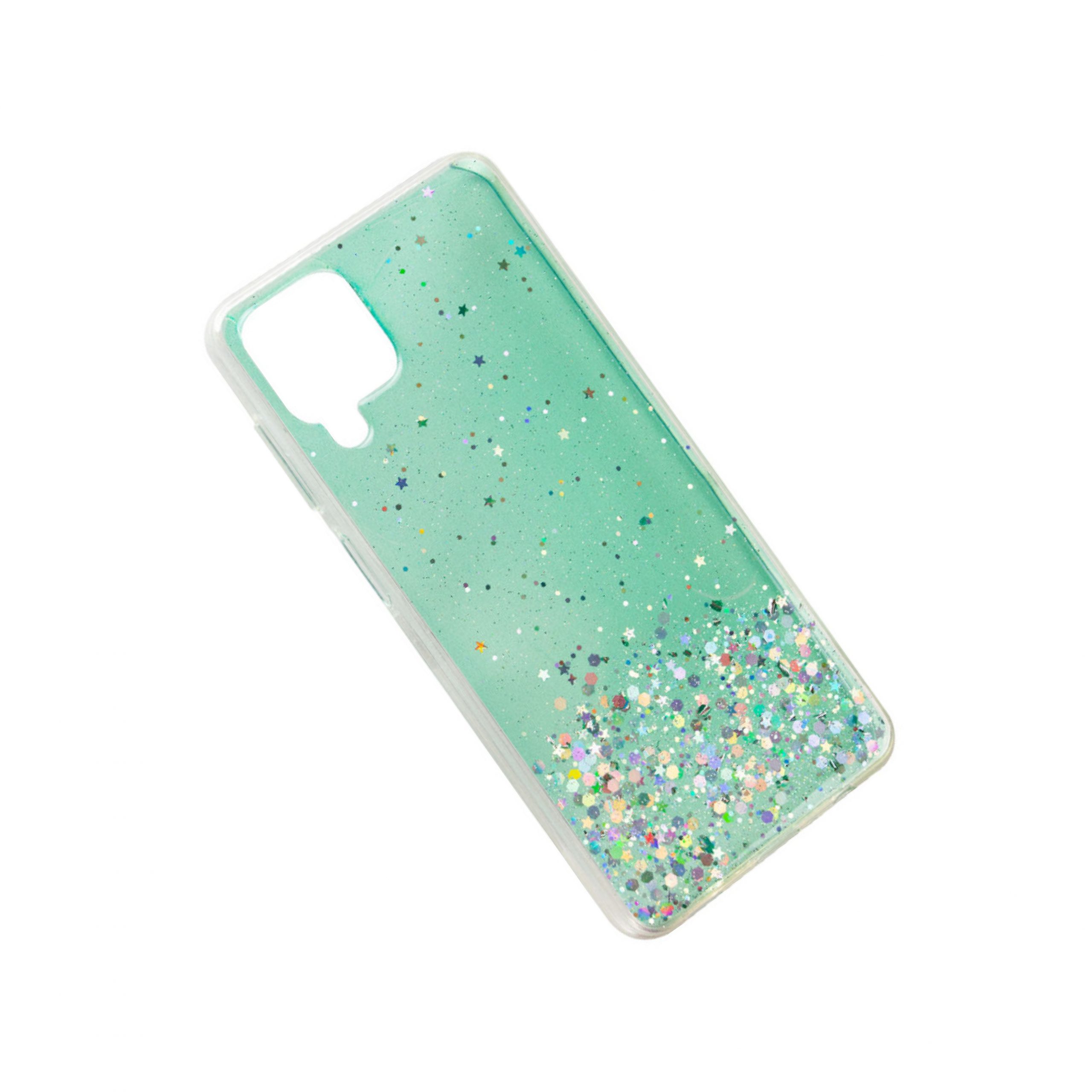 Чохол Star Glitter для Samsung Galaxy A12 (Прозорий / М'ятний) - Зображення 3