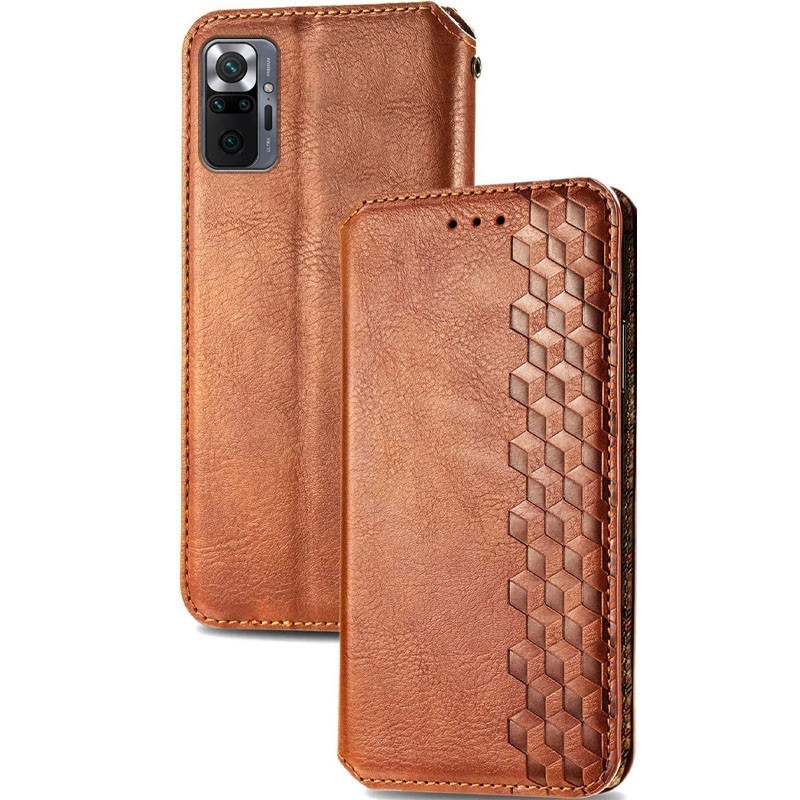 Чохол книжка шкіряний GETMAN Cubic (PU) для Xiaomi Redmi Note 10 (Коричневий) - Зображення 2