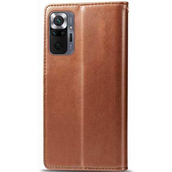 Чохол книжка шкіряний GETMAN Cubic (PU) для Xiaomi Redmi Note 10 (Коричневий) - Зображення 4