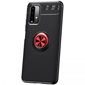 Чохол Deen ColorRing під магнітний тримач (opp) для Xiaomi Redmi Note 9 5G / Note 9T (Чорний / Червоний)
