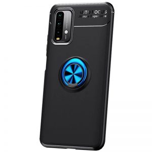 Чохол Deen ColorRing під магнітний тримач (opp) для Xiaomi Redmi Note 9 5G / Note 9T (Чорний / Синій)
