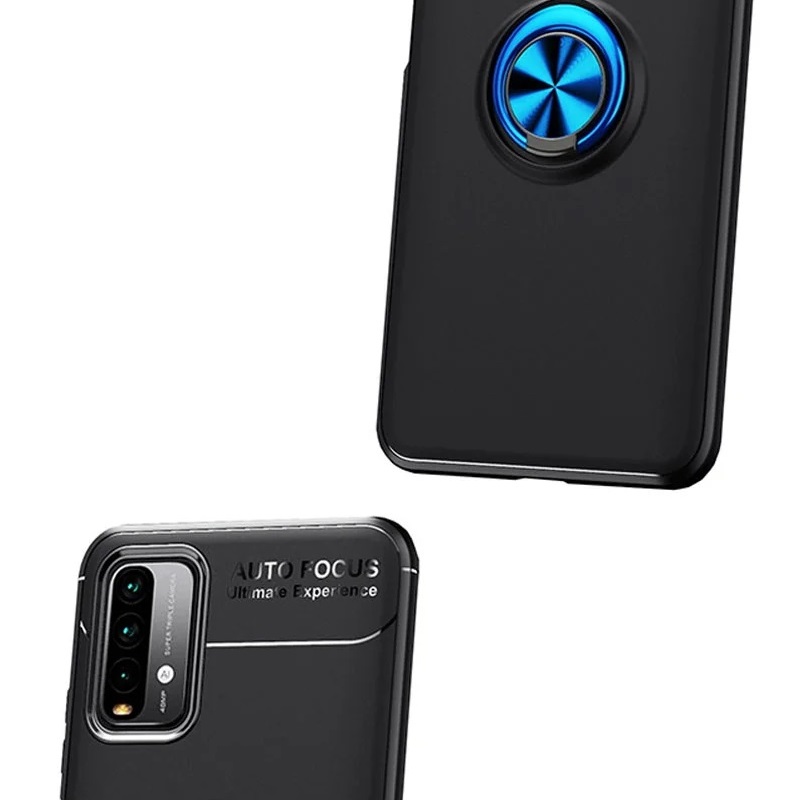 Чохол Deen ColorRing під магнітний тримач (opp) для Xiaomi Redmi Note 9 5G / Note 9T (Чорний / Синій) - Зображення 4