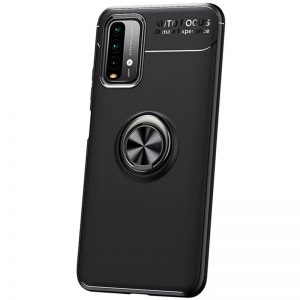 Чохол Deen ColorRing під магнітний тримач (opp) для Xiaomi Redmi Note 9 5G / Note 9T (Чорний / Чорний)
