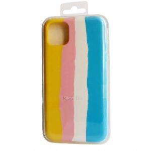 Чохол Silicone Full Rainbow для iPhone 13 (Жовтий / Блакитний)