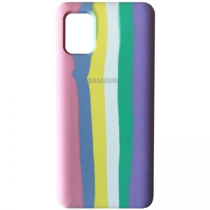 Чохол Silicone Full Rainbow для Samsung Galaxy A31 (Рожевий / Бузковий)