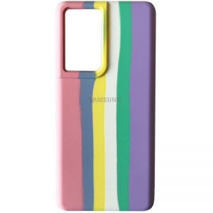 Чохол Silicone Full Rainbow для Samsung Galaxy A32 4G (Рожевий / Бузковий)
