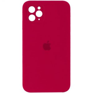 Чохол Silicone Square Full Camera Protective (AA) для Apple iPhone 11 Pro (Червоний / Rose Red)