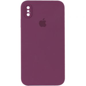 Чохол Silicone Square Full Camera Protective (AA) для Apple iPhone XS Max (Бордовий / Maroon)