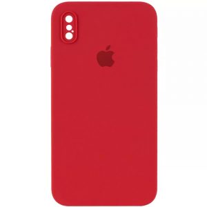 Чохол Silicone Square Full Camera Protective (AA) для Apple iPhone XS Max (Червоний / Camellia)