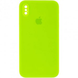 Чохол Silicone Square Full Camera Protective (AA) для Apple iPhone XS Max (Салатовий / Neon green)
