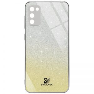 Чохол скляний Swarovski Full Camera для Samsung Galaxy A02s (Золотий)