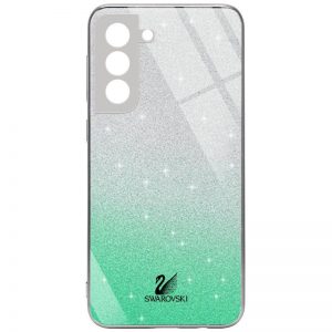 Чохол скляний Swarovski Full Camera для Samsung Galaxy S21+ (Бірюзовий)