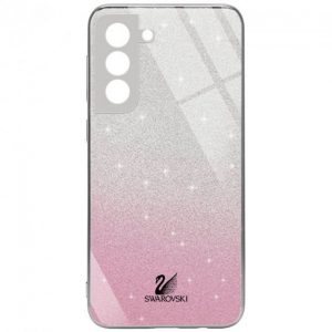 Чохол скляний Swarovski Full Camera для Samsung Galaxy S21 (Рожевий)