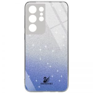 Чохол скляний Swarovski Full Camera для Samsung Galaxy S21 Ultra (Синій)