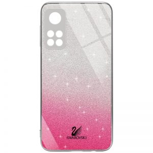 Чохол скляний Swarovski Full Camera для Xiaomi Mi 10T / Mi 10T Pro (Малиновий)
